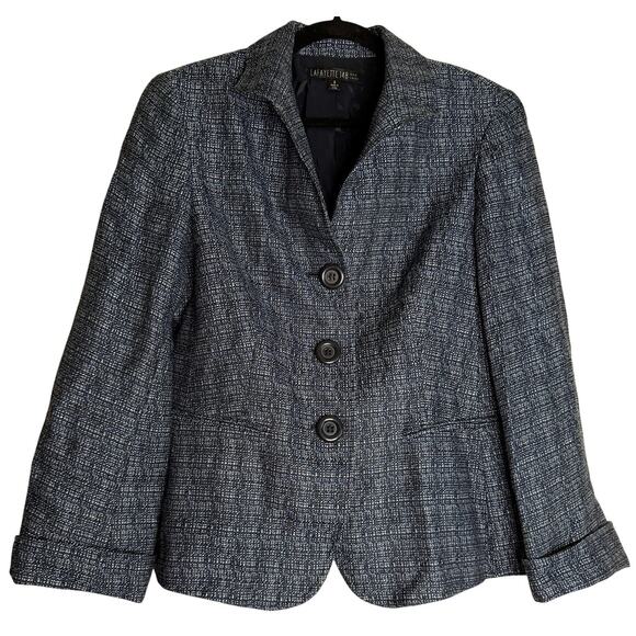 Lafayette 148 New York Tweed Jacket Blazer Women 8 Linen Careerwear Professional - Picture 1 of 10